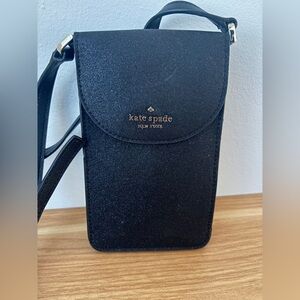 Kate Spade Black Glittery Crossbody Phone Bag